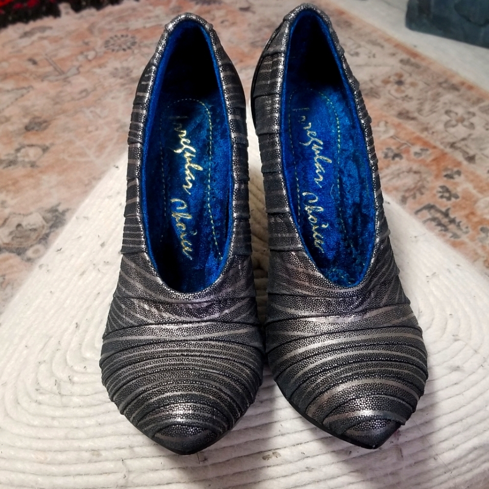 Irregular Choise Stylish Black and Silver Women's Heels - Picture 3 of 13